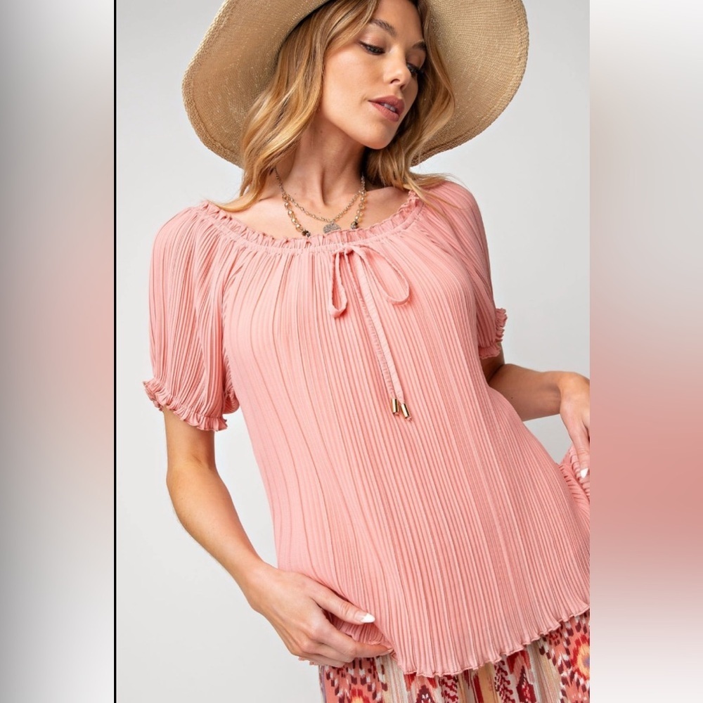 Easel Mocha Pleated Women's Top NWOT